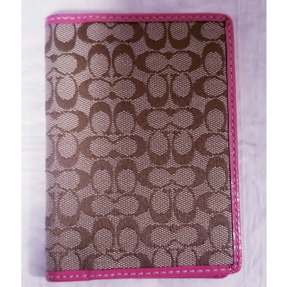 Coach Handbags - SOLD‼Coach khaki & pink Passport  Wallet